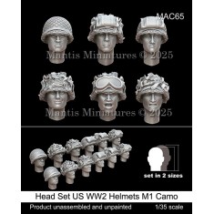 1/35 WWII US Heads with Camouflaged M1 Helmets (12pcs)