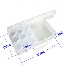 Transparent Plastic Storage Box w/9 Bottles