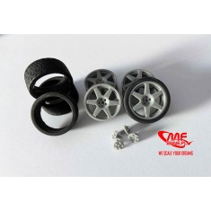 1/24 Speedline 18'' Pirelli Rubber Tyres w/Rims, Hubs for Hasegawa Subaru Impreza WRX