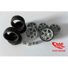 1/24 Speedline 18'' Michelin Rubber Tyres w/Rims, Hubs for Hasegawa Toyota Corolla WRC