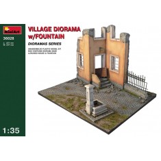 1/35 Village Diorama w/Fountain (Ruined House+Fountain+Diorama Base,Base Size:257mmx207mm)