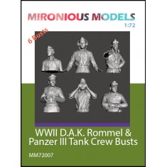1/72 WWII German D.A.K. Rommel & Panzer III Tank Crew Bust (6 figures)