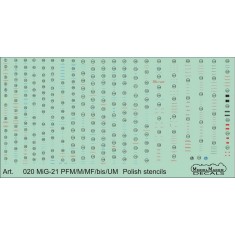 1/48 MiG-21PFM/M/MF/bis/UM Polish Stencils (decal)