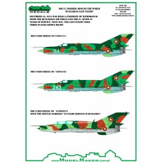 1/72 MiG-21 Fishbed Around the World Bulgarian Last Flight (decal)