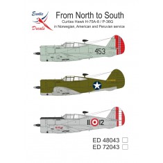 1/48 Curtiss Hawk H-75A-8 / P-36G Decals (Norway, USA & Peru)