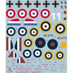 1/72 Captured Emil #1 -captured Bf 109 E-3 W.Nr 1304 (decal)
