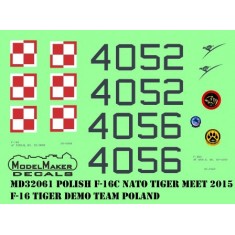1/32 Polish F-16C NATO Tiger Meet 2015 - F-16 Tiger Demo Team Poland (mask and decal)