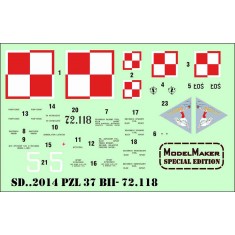 1/72 PZL-37 BII Decal - 72.118