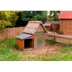 N Scale 1/160 Garden House with Shed Wooden Structure Kit
