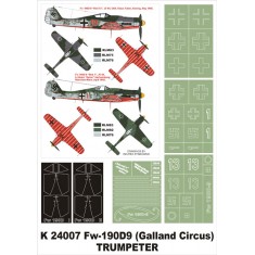 1/24 Fw-190D9 (Galland Circus) Paint Mask for Trumpeter (Canopy Masks + Insignia Masks)