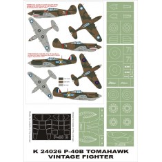 1/24 P-40B Paint Mask Vol.1 for Vintage (Canopy Masks + Insignia Masks)