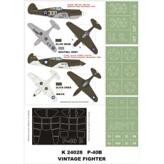 1/24 P-40B Paint Mask Vol.2 for Vintage (Canopy Masks + Insignia Masks)