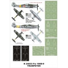 1/24 Focke-Wulf Fw 190D-9 Paint Mask Vol.3 for Trumpeter (Canopy Masks + Insignia Masks)