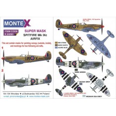 1/24 Spitfire IXc Canopy (outside, inside) & Markings Super Mask for Airfix kits