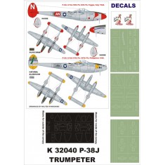 1/32 P-38J Paint Mask for Trumpeter (Canopy Masks + Insignia Masks + Decals)