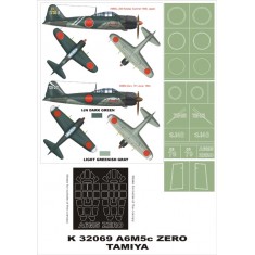 1/32 A6M5c Zero Paint Mask for Tamiya (Canopy Masks + Insignia Masks)
