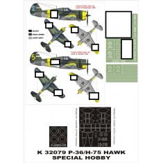 1/32 P-36/H-75 Hawk (Finland) Paint Mask for Azur (Canopy Masks + Insignia Masks)
