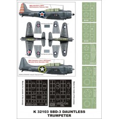 1/32 SBD-3 Dauntless Paint Mask for Trumpeter (Canopy Masks + Insignia Masks)