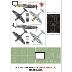 1/32 Messerschmitt Bf 109G-14 Paint Mask for Hasegawa (Canopy Masks+Insignia Masks+Decals)