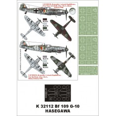 1/32 Messerschmitt Bf 109G10 Canopy Masks + Insignia Masks + Decals for Hasegawa