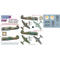 1/32 Curtiss Mohawk Paint Mask for Special Hobby (Canopy Masks + Insignia Masks + Decals)