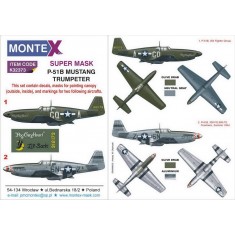 1/32 North American P-51B Mustang Paint Masks for Trumpeter (2x canopy & 2x insignia)