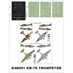 1/48 SM-79 Paint Mask for Trumpeter (Canopy Masks + Insignia Masks)
