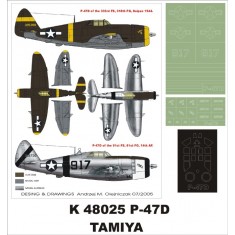 1/48 P-47D Razorback Paint Mask for Tamiya (Canopy Masks + Insignia Masks)