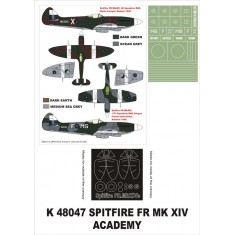 1/48 Supermarine Spitfire FR Mk.XIV Paint Mask for Academy (Canopy Masks + Insignia Masks)