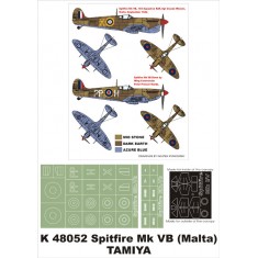 1/48 Spitfire Mk.VB (Malta) Paint Mask for Tamiya (Canopy Masks + Insignia Masks)