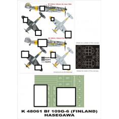 1/48 Bf-109G6 (Finland) Paint Mask for Hasegawa (Canopy Masks + Insignia Masks)