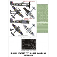 1/48 Hawker Typhoon IB Paint Mask Vol.2 for Hasegawa (Canopy Masks + Insignia Masks)