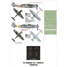 1/48 Focke-Wulf Fw 190D-9 Paint Mask for Tamiya (Canopy Masks + Insignia Masks)
