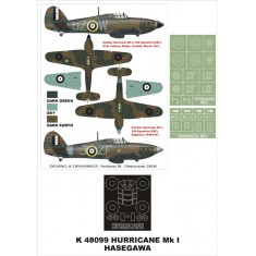 1/48 Hurricane Mk.I Paint Mask for Hasegawa (Canopy Masks + Insignia Masks)