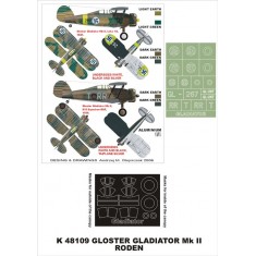 1/48 Gladiator Mk.II Paint Mask for Roden (Canopy Masks + Insignia Masks)