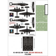 1/48 Bf 110C Paint Mask for Fujimi (Canopy Masks + Insignia Masks + Decals)