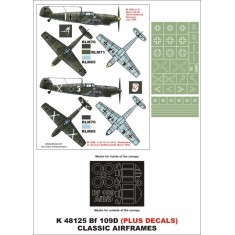1/48 Bf 109D Paint Mask for Classic Airframes (Canopy Masks + Insignia Masks + Decals)