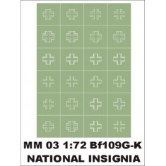 1/72 Bf-109G/K National insignia (1 sheet)