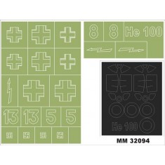 1/32 Heinkel He-100 Paint Mask for Special Hobby kit (Canopy Masks + Insignia Masks)