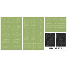 1/32 Cessna L-19 Paint Mask for Roden Models (Canopy  & Insignia Masks)