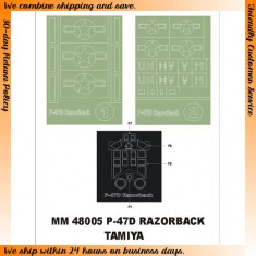 1/48 P-47D Thunderbolt Razorback Paint Mask for Tamiya kit (Canopy Masks + Insignia Masks)