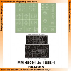 1/48 Junkers Ju-188E-1 Paint Mask for Dragon kit (Canopy Masks + Insignia Masks)