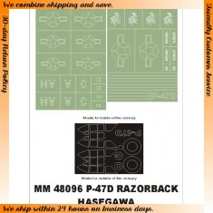 1/48 P-47D Razorback Paint Mask for Hasegawa kit (Canopy Masks + Insignia Masks)
