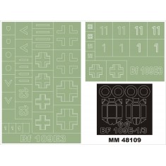 1/48 Messerschmitt Bf-109E-3 Paint Mask for Hasegawa kit (Canopy Masks + Insignia Masks)
