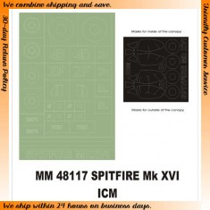 1/48 Supermarine Spitfire Mk.XVI Paint Mask for ICM kit (Canopy Masks + Insignia Masks)