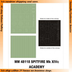 1/48 Supermarine Spitfire Mk.XIVc Paint Mask for Academy kit (Canopy Masks+Insignia Masks)