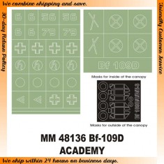 1/48 Messerschmitt Bf-109D Paint Mask for Academy kit (Canopy Masks + Insignia Masks)