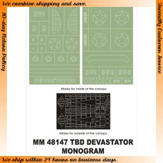1/48 Douglas TBD Devastator Paint Mask for Monogram kit (Canopy Masks + Insignia Masks)