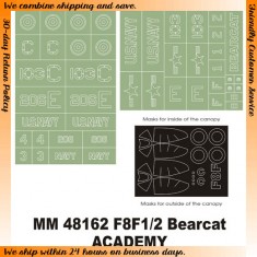 1/48 Grumman F8F-1/2 Bearcat Paint Mask for Academy kit (Canopy Masks + Insignia Masks)