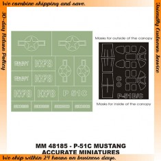 1/48 P-51C Mustang Paint Mask for Accurate Miniatures kit (Canopy Masks + Insignia Masks)